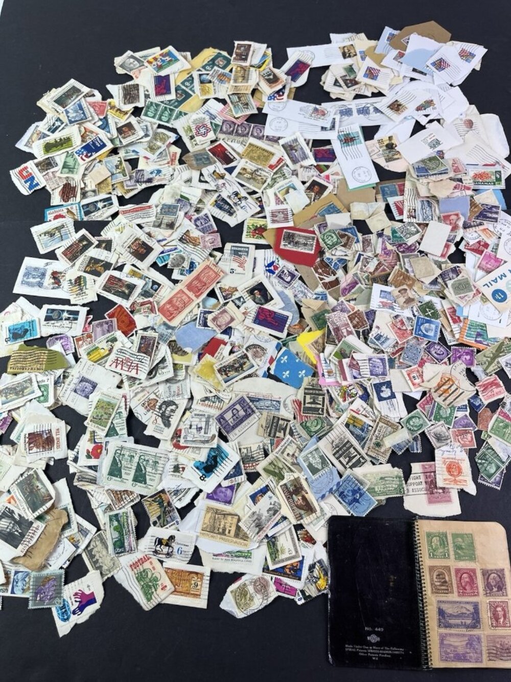 Large Postage Stamp Lot Unsorted US and Foreign Collection Most Cancelled Loose